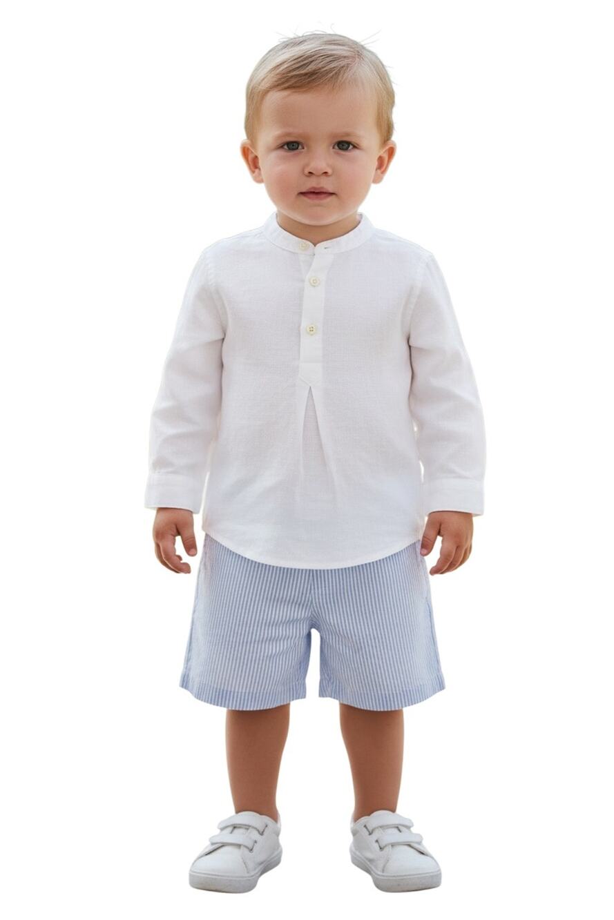 Edgehill Collection $64 Boys Woven Long Sleeve Shirt & Shorts Set Size 7